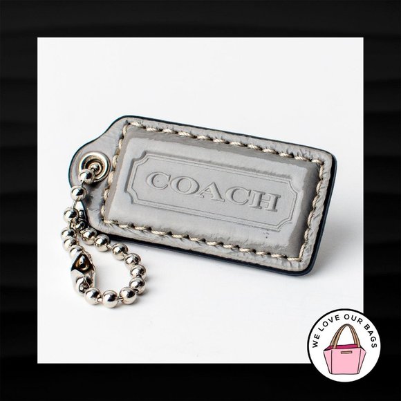 2″ Medium COACH GRAY PATENT LEATHER KEY FOB BAG